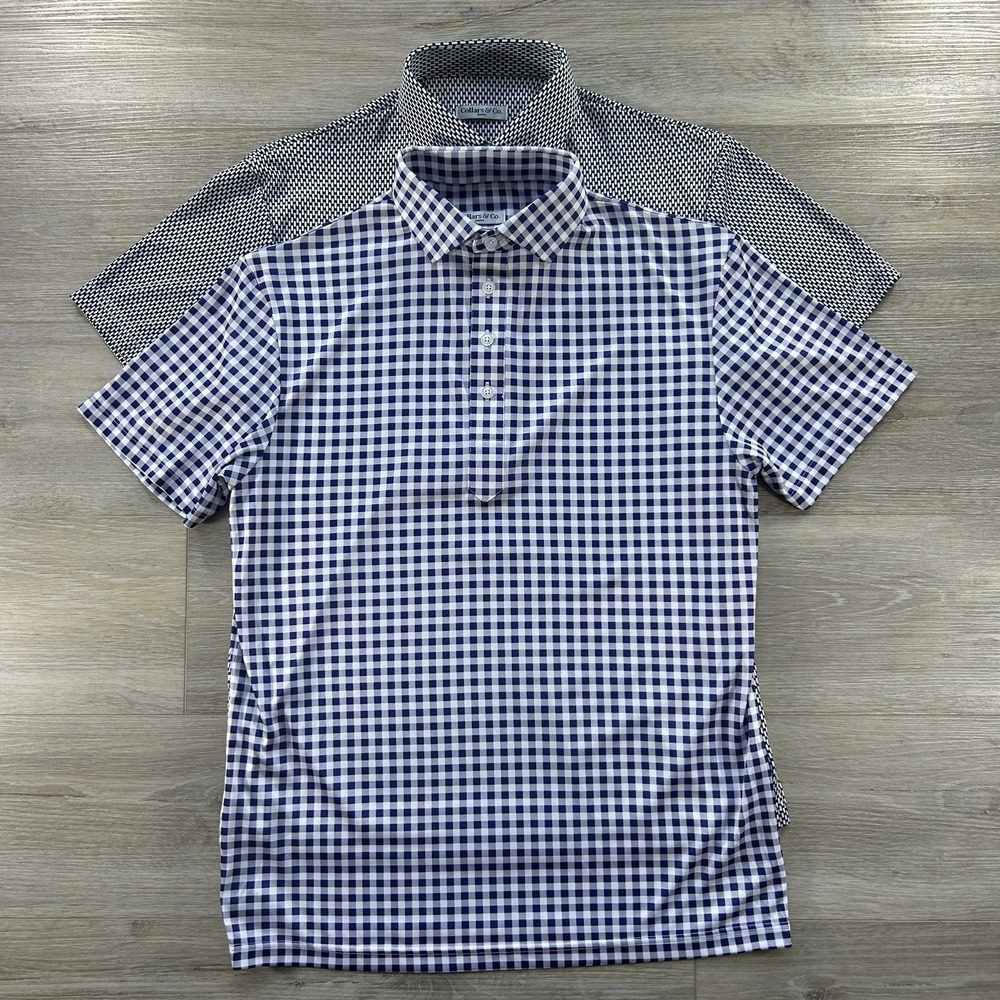 NWOT Collars And Co Shirt Mens Small Lot of 2 Dress Collar Polo Gingham Weave